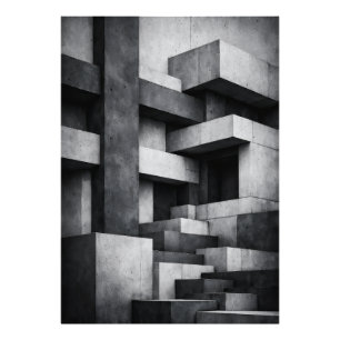 Brutalist Penthouse Design Monochrome Interior Photo Print