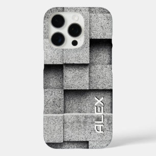 Brutalist Poured Concrete – Geometric Form Texture iPhone 16 Pro Case