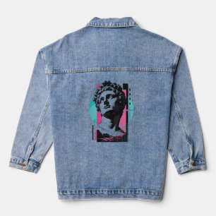 Brutalist Retro Jesus Greek Statue Colossians 2:3 Denim Jacket