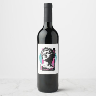 Brutalist Retro Jesus Greek Statue Colossians 2:3 Wine Label