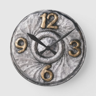 Brutalist Retro Studio Silver Style Dial Round Clock