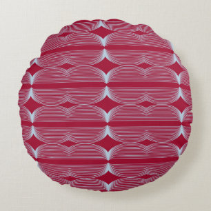Brutalist Waves: Arabian Red & Beau Blue Round Cushion