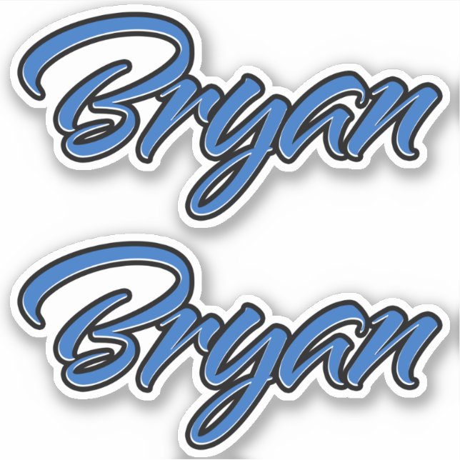 Bryan Name Blue Stickers Sticker Sticker Set (Front)