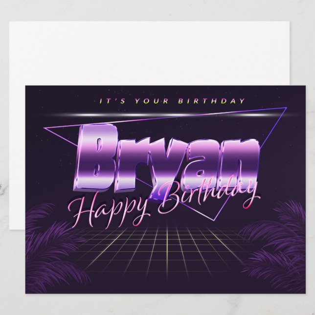 Bryan Name First name pura retro card Birthday (Front/Back)
