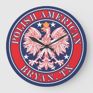 Bryan Texas Polish American Eagle Large Clock
