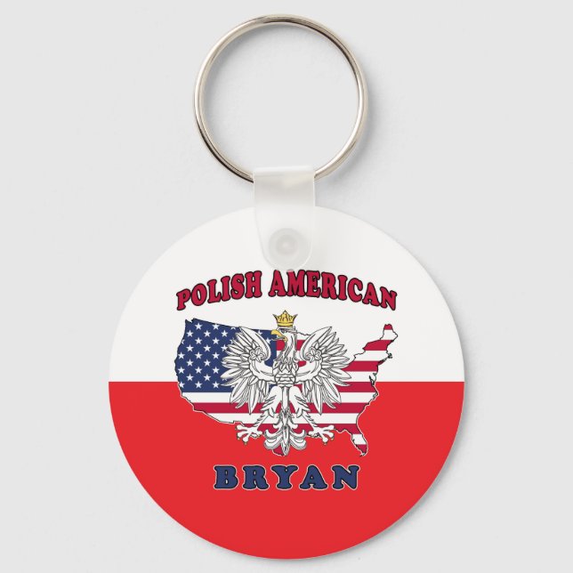 Bryan Texas Polish American Key Ring (Front)