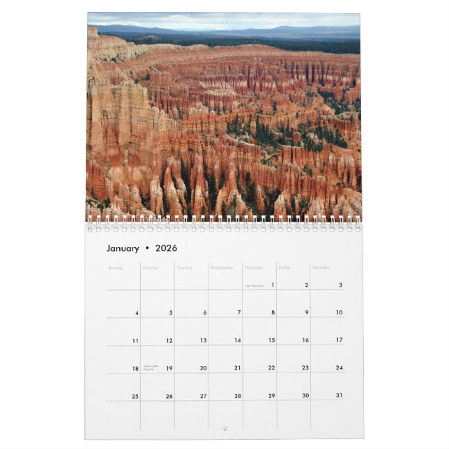 BRYCE CANYON CALENDAR (Jan 2026)