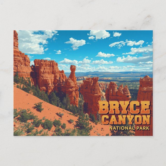 Bryce Canyon Hoodoos Vintage Art Postcard (Front)