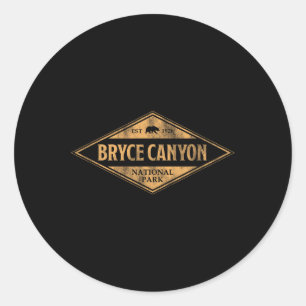 Bryce Canyon National Park Bear Retro Mens Womens Classic Round Sticker