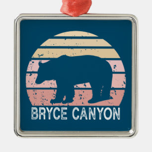 Bryce Canyon National Park Retro Bear Metal Ornament