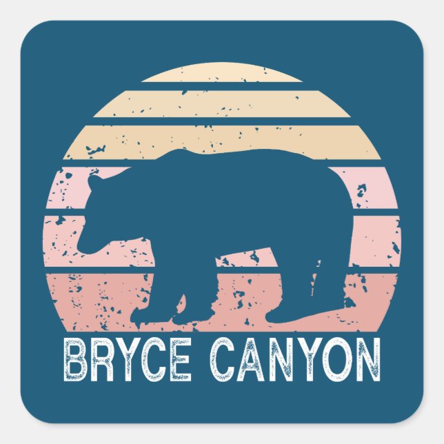 Bryce Canyon National Park Retro Bear Square Sticker (Front)