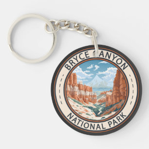 Bryce Canyon National Park Trail Illustration Art Key Ring