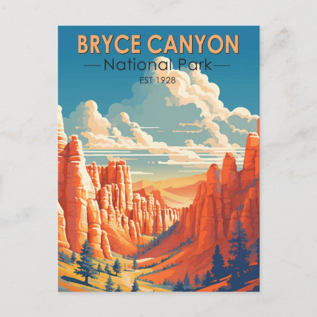 Bryce Canyon National Park Travel Art Vintage Postcard (Front)