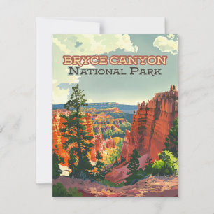 Bryce Canyon National Park Utah Hoodoo Retro Card