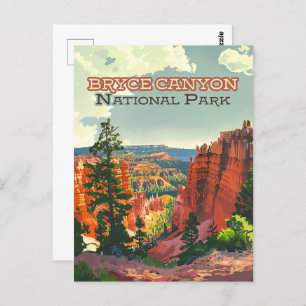 Bryce Canyon National Park Utah Hoodoo Retro Postcard