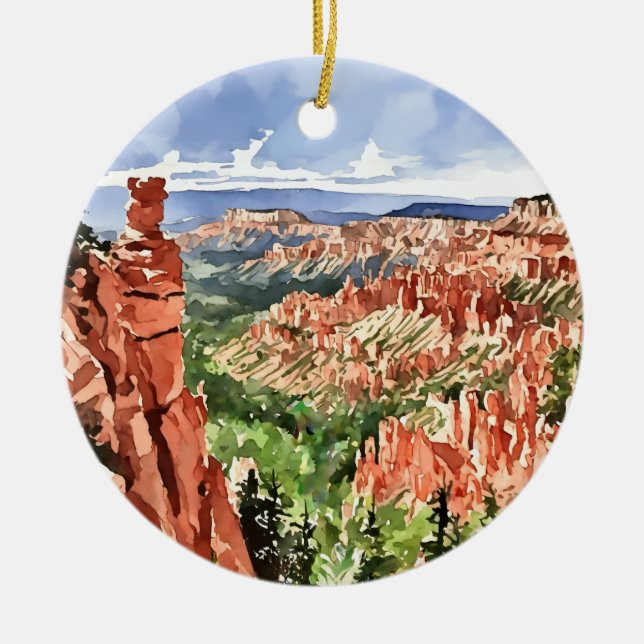 Bryce Canyon National Park Utah Watercolor Ceramic Ornament (Front)