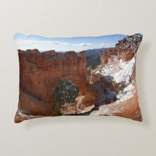 Bryce Canyon Natural Bridge Snowy Landscape Photo Decorative Cushion