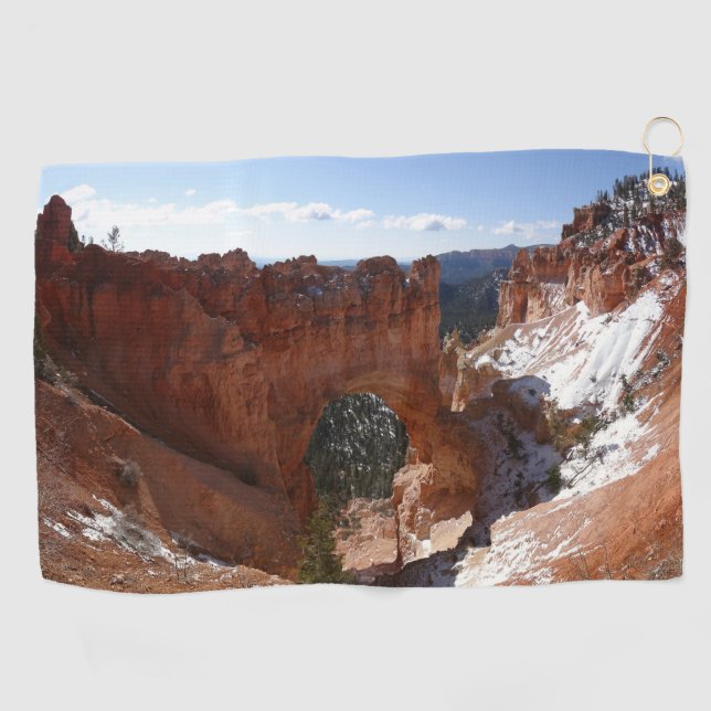 Bryce Canyon Natural Bridge Snowy Landscape Photo Golf Towel (Horizontal)