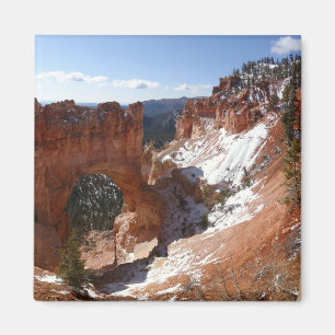 Bryce Canyon Natural Bridge Snowy Landscape Photo Magnet