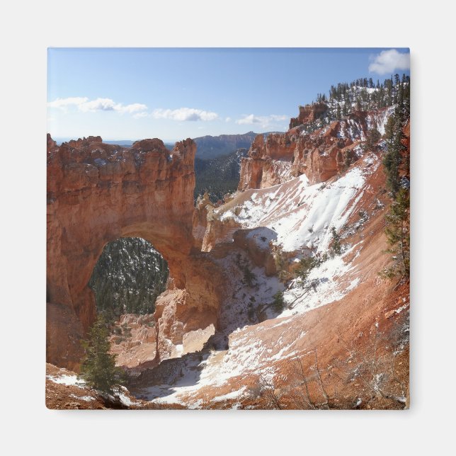 Bryce Canyon Natural Bridge Snowy Landscape Photo Magnet (Front)