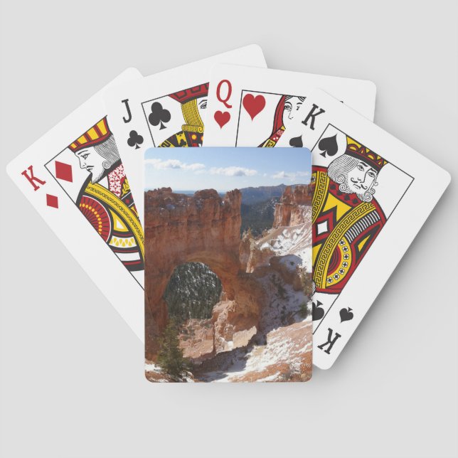 Bryce Canyon Natural Bridge Snowy Landscape Photo Playing Cards (Back)