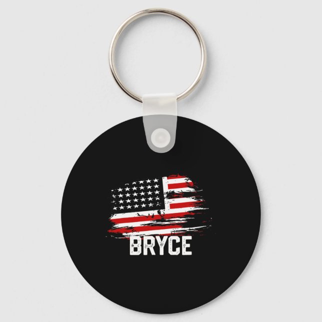 Bryce Usa Flag Personalised 4th Of July Bryce  Key Ring (Front)