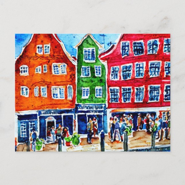 bryggen bergen norway watercolor postcard (Front)