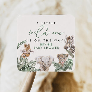 BRYN Cute Jungle Safari Baby Animal Baby Shower Square Sticker