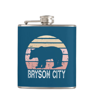 Bryson City North Carolina Retro Bear Hip Flask