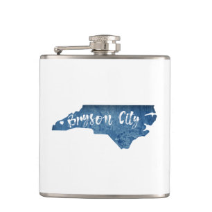 Bryson City North Carolina Wood Grain Hip Flask