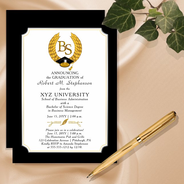 BS - Bachelor of Science Degree College Graduation Magnetic Invitation ("BS" Bachelor of Science Degree College Graduation Magnetic Announcement | Party Invitation)