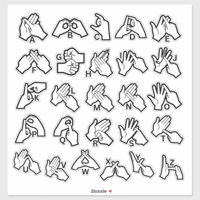BSL/Auslan Alphabet Sticker – Visual Learning Aid (Sheet)