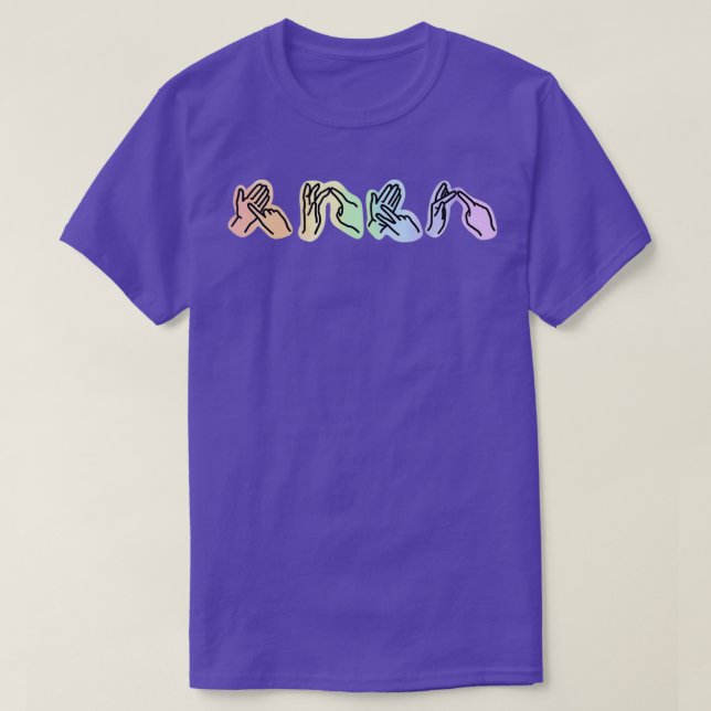 BSL British Sign Language rainbow LOVE T-Shirt (Design Front)