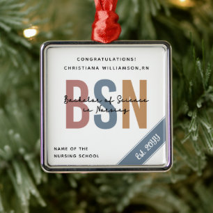 BSN Bachelor of Science in Nursing RN Graduation  Metal Ornament
