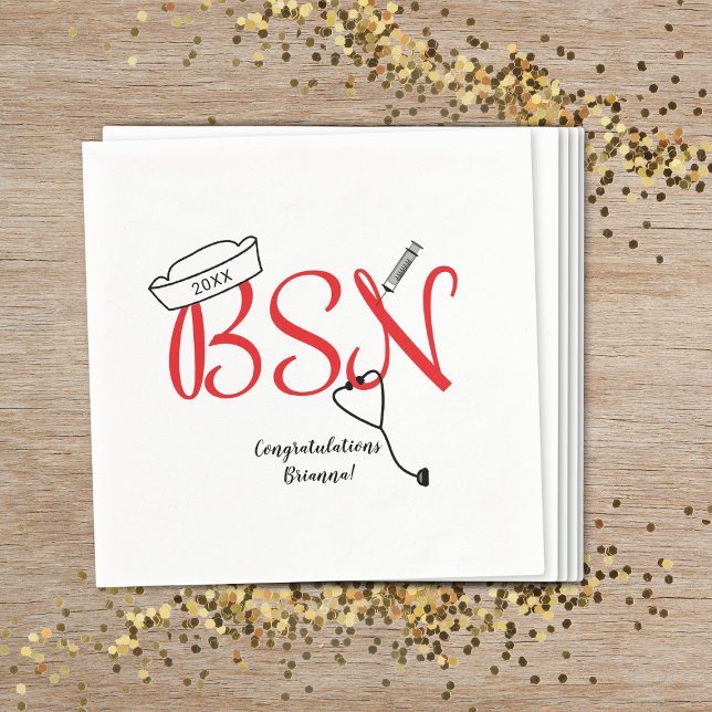 BSN nurse graduation dinner party decor Napkin (Creator Uploaded)