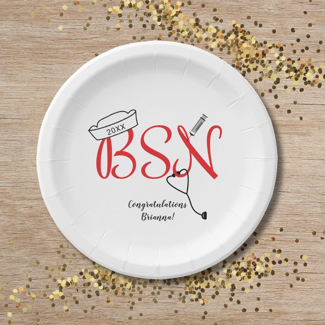 BSN nurse graduation dinner party decor Paper Plate (Creator Uploaded)