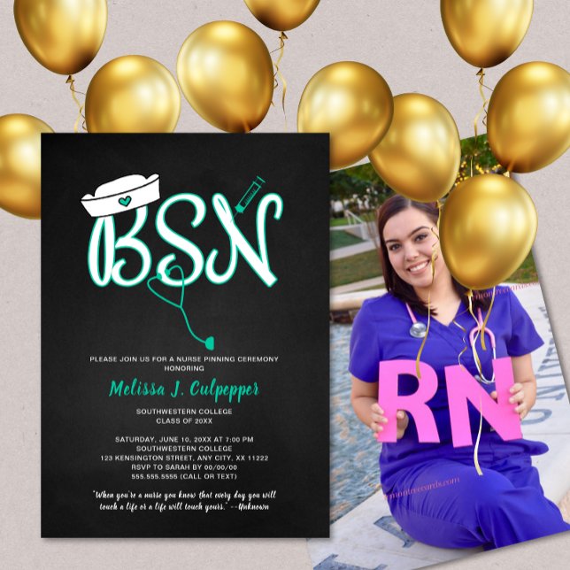 BSN PHOTO nurse graduation party pinning ceremony Invitation (Creator Uploaded)