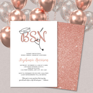 BSN pinning nurse graduation rose gold invite