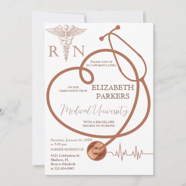 BSN RN Modern Nursing Graduation Party Invitation (Front)