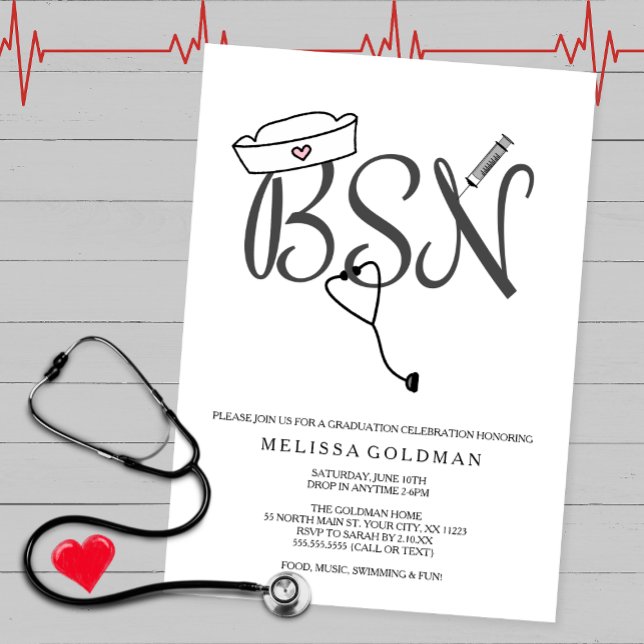 BSN RN nurse graduation invites simply stated (Creator Uploaded)