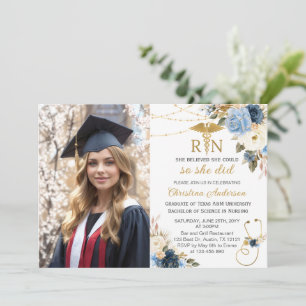 BSN RN Nursing Photo Graduation Party Invitation