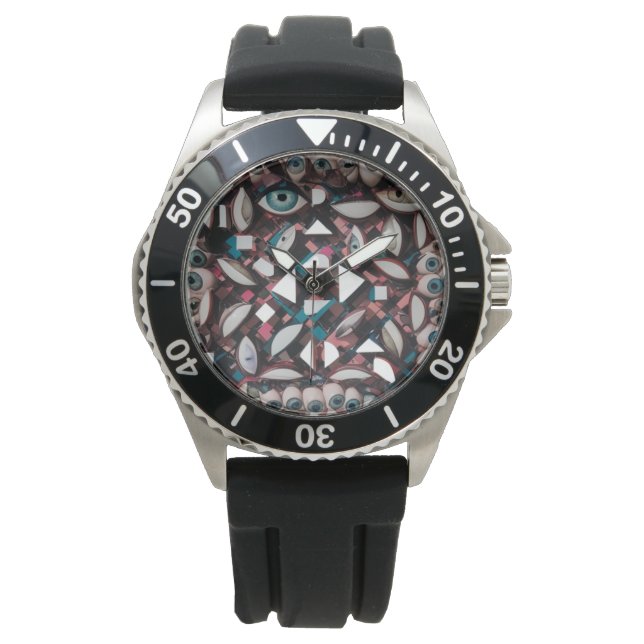 bstract Eye Geometric Art – Stainless Steel Black  Watch (Front)