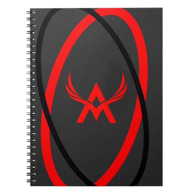 bstract Geometric Pattern Black Red Grey Notebook (Front)