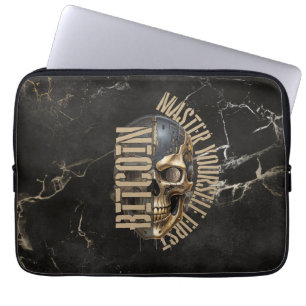 BTC motivation Skull Gold Marble Laptop Sleeve