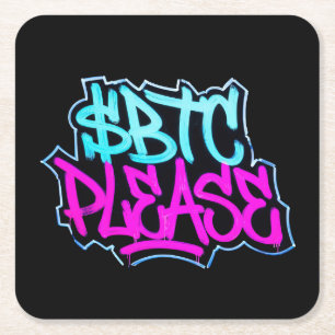 "$BTC Please" (Style 1) Square Paper Coaster