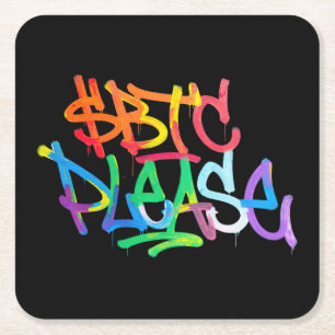 "$BTC Please" (Style 2) Square Paper Coaster