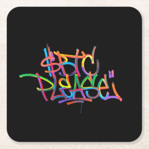 "$BTC Please" (Style 4) Square Paper Coaster