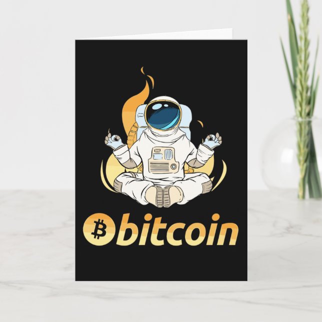 BTC Yoga Astronaut - Bit Me QR Code We Accept Btc Thank You Card (Front)