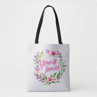 BTS YOUNG FOREVER FLORAL WREATH TOTE BAG