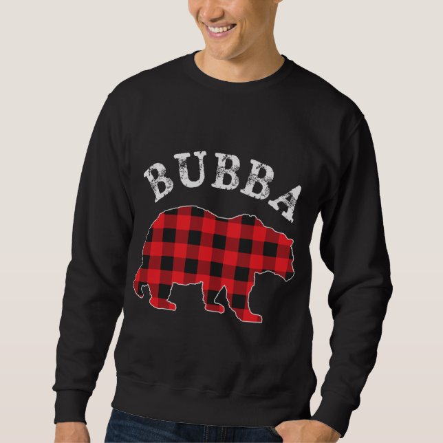 BUBBA Bear RED Black Buffalo Plaid Mama Checkerboa Sweatshirt (Front)